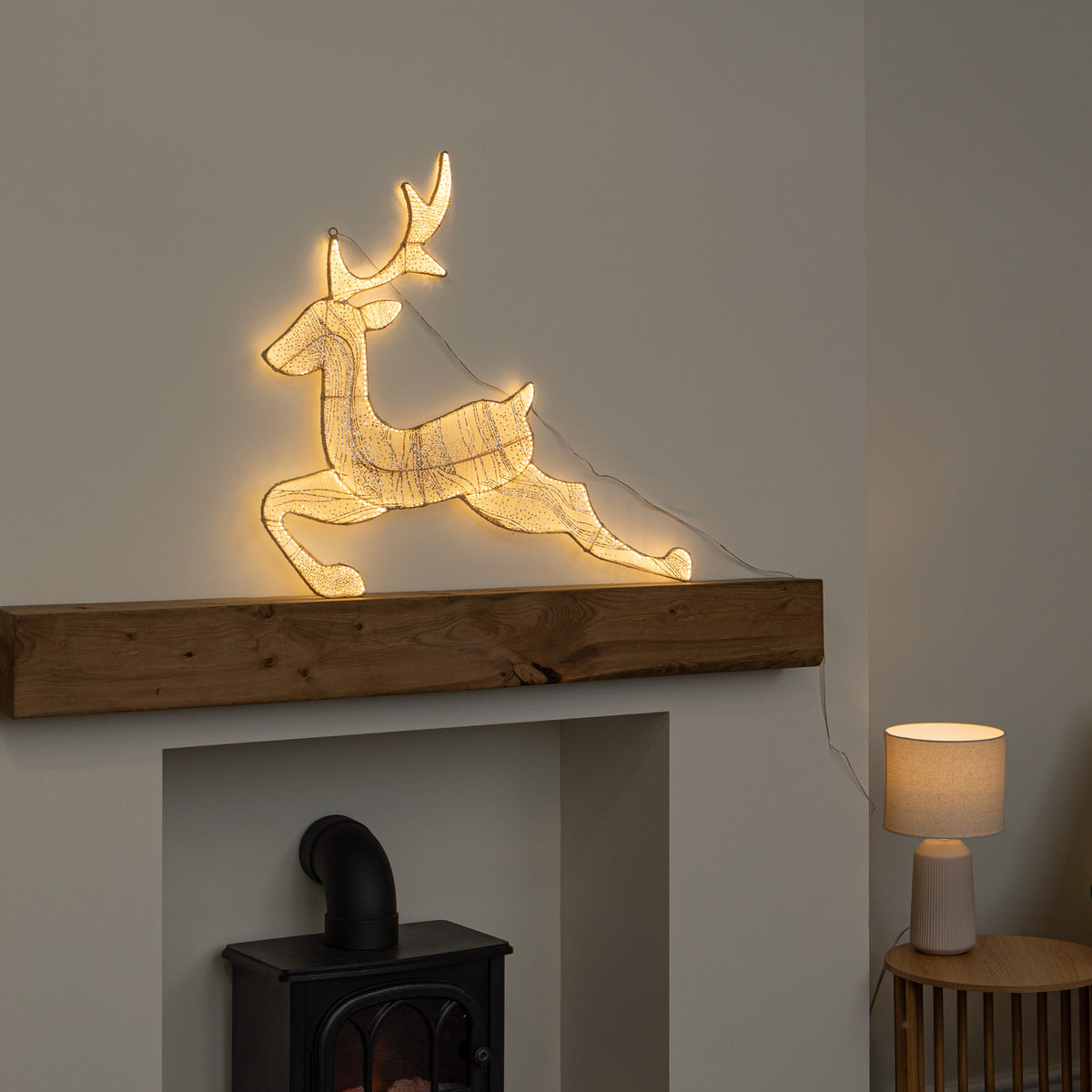 71cm Light up Gold Aura Leaping Christmas Reindeer with LEDs