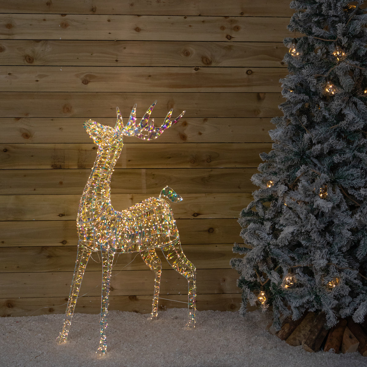1.2m Light up Iridescent Christmas Reindeer with Warm White LEDs