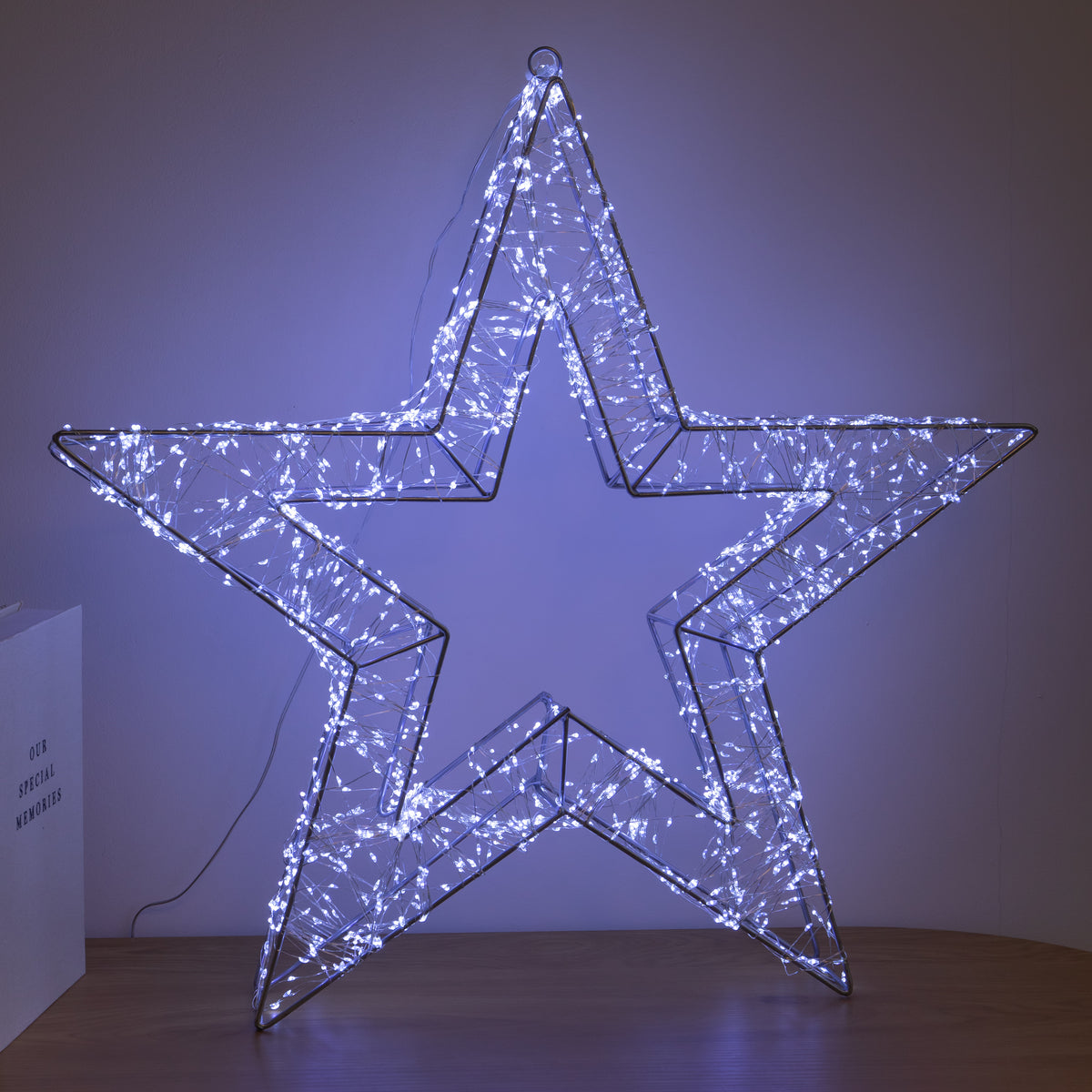 58cm Light up Silver Galaxy Star Christmas Decoration with Cool White LEDs