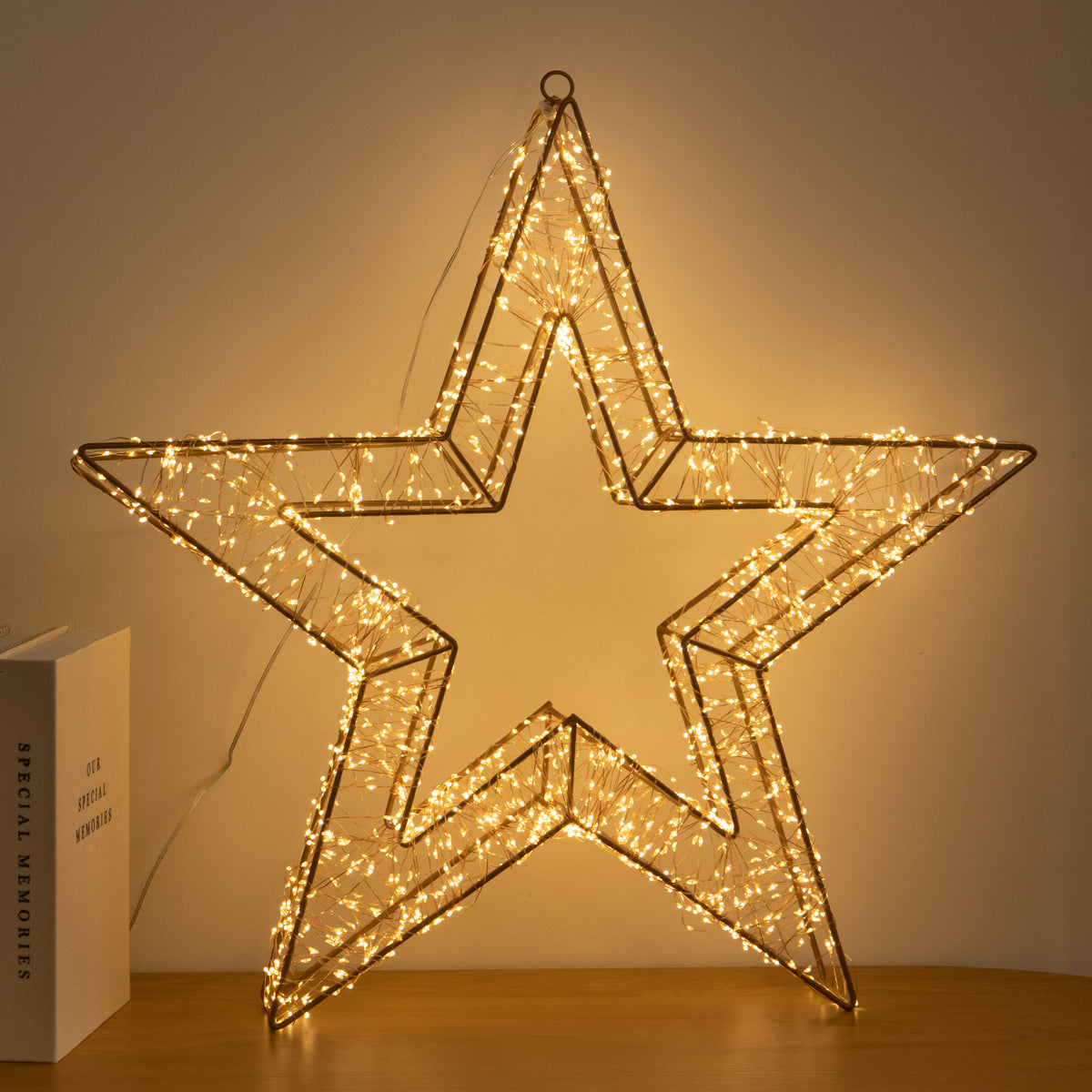 58cm Light up Gold Galaxy Star Christmas Decoration with Warm White LEDs