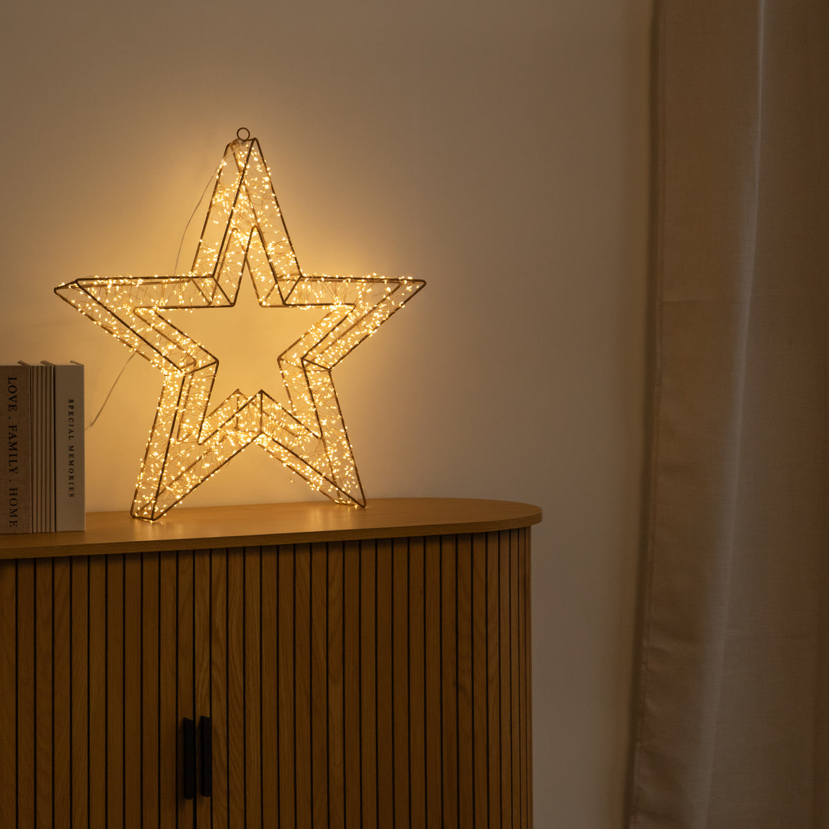 58cm Light up Gold Galaxy Star Christmas Decoration with Warm White LEDs