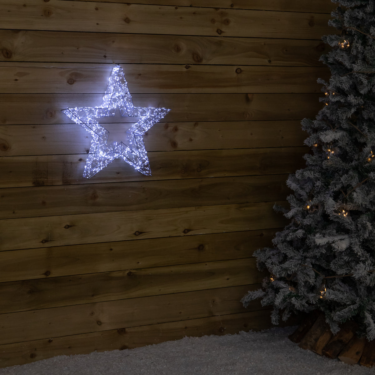 58cm Light up Silver Galaxy Star Christmas Decoration with Cool White LEDs