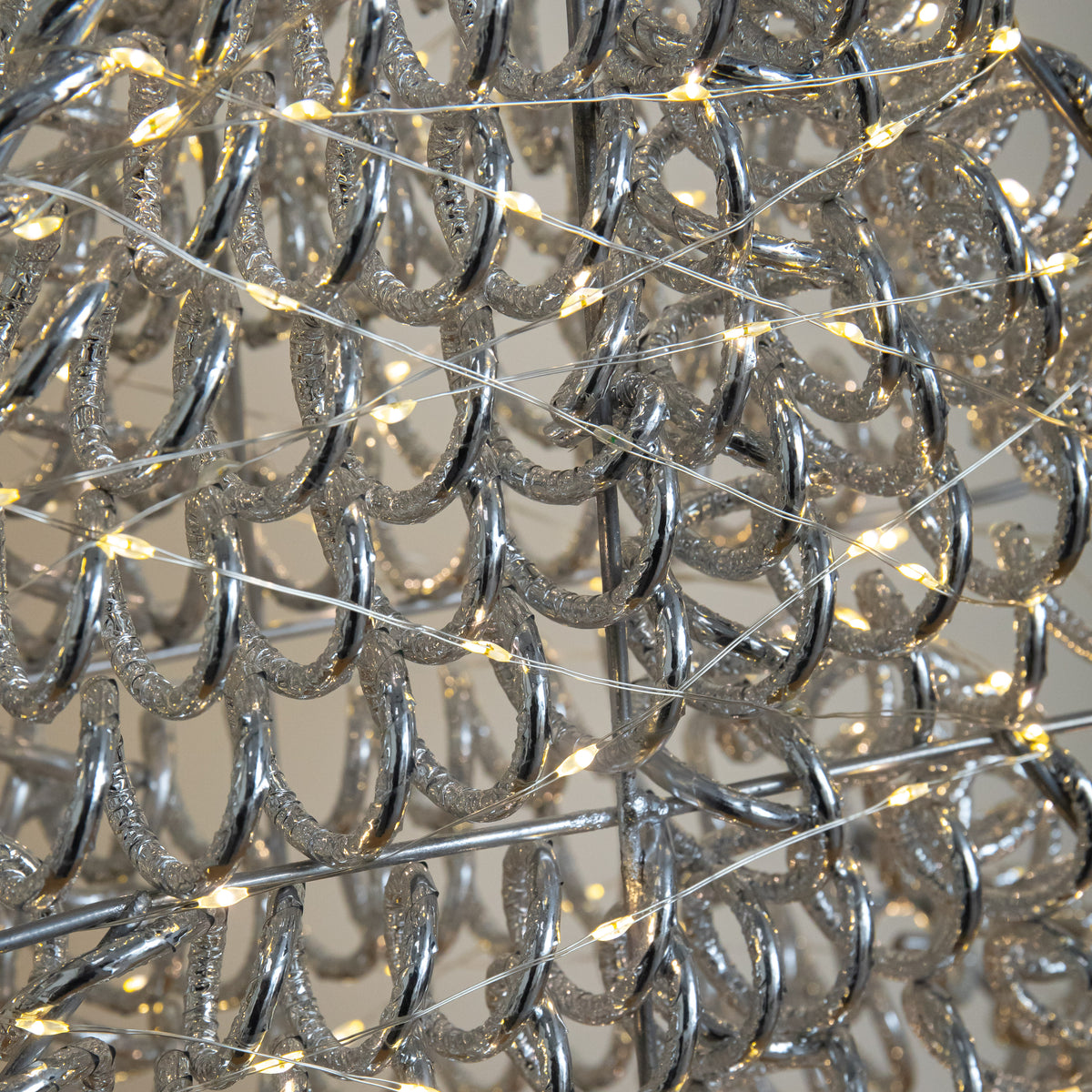 60cm Light up Silver Spiral Twirl Christmas Tree with Warm White LEDs