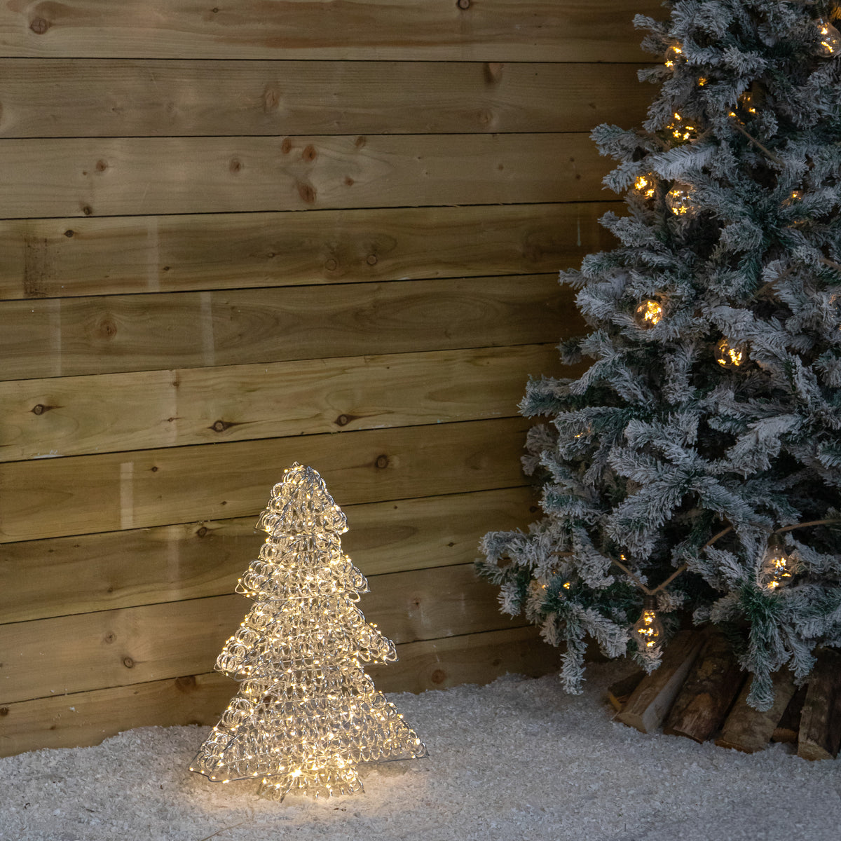 60cm Light up Silver Spiral Twirl Christmas Tree with Warm White LEDs