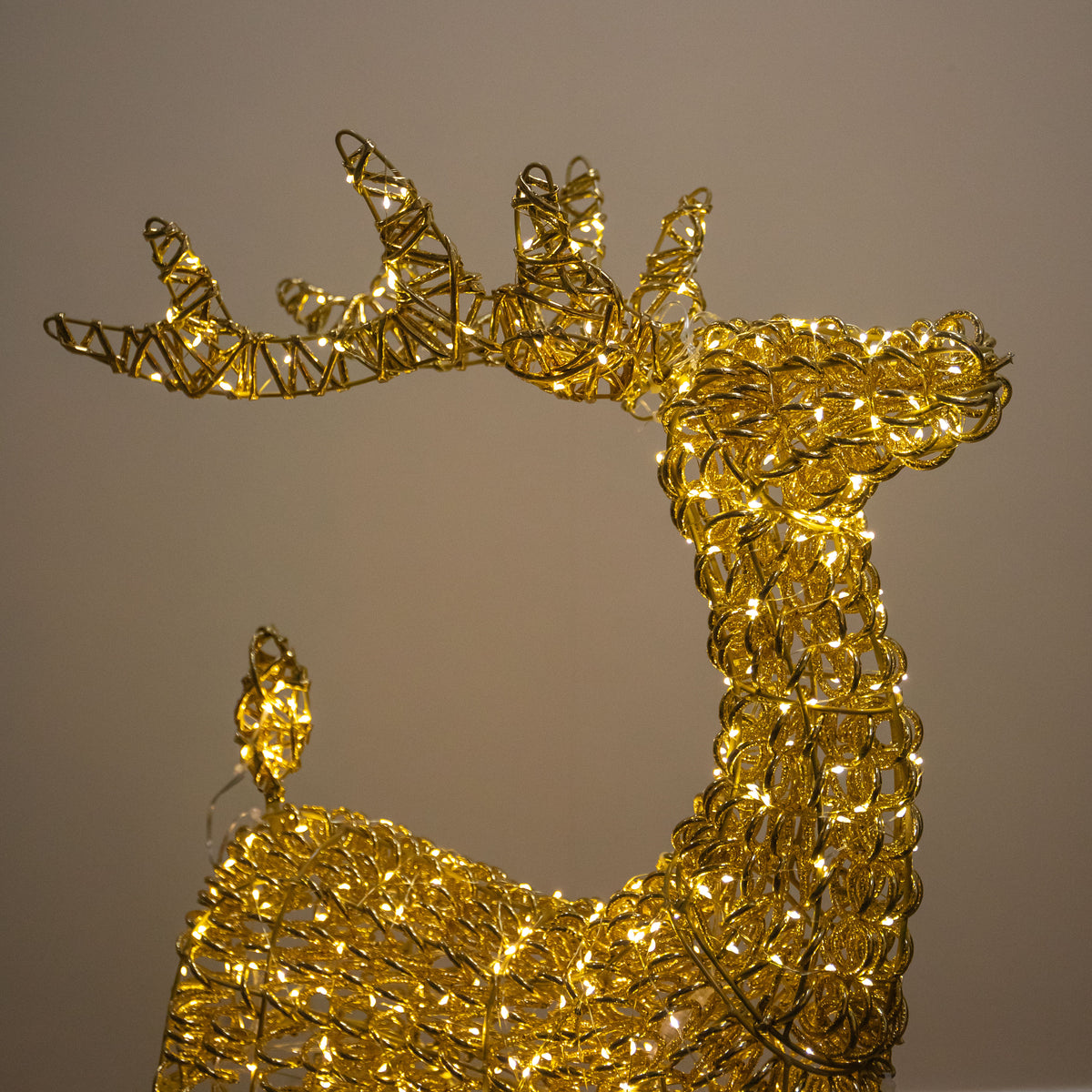 80cm Light Gold Spiral Twirl Christmas Reindeer with Warm White LEDs