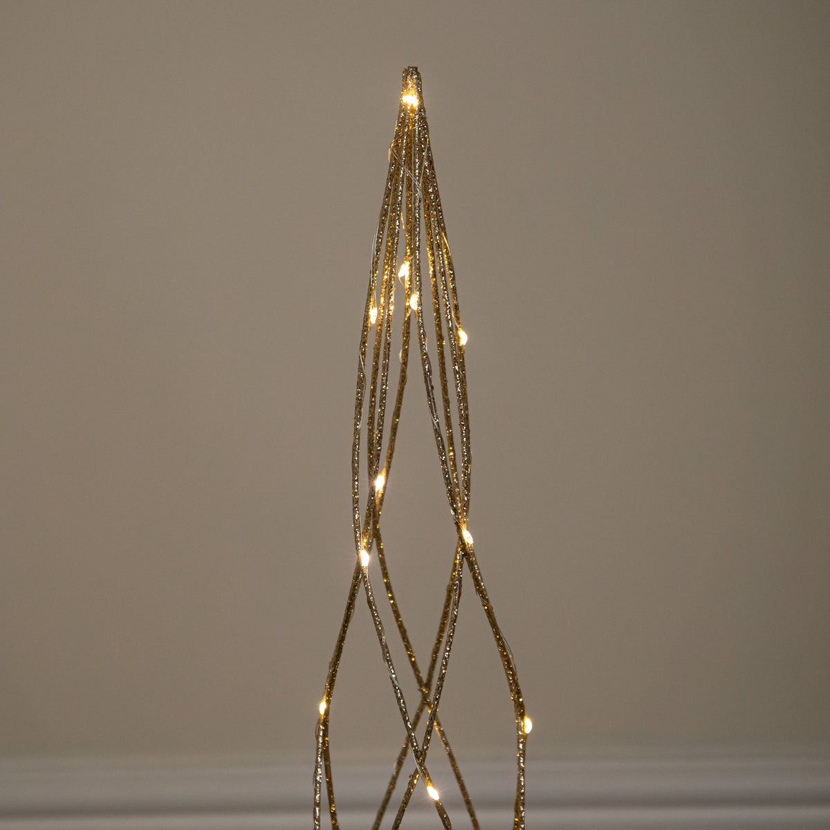 Set of 3 Light up Gold Spiral Christmas Tree Decoration with LEDs