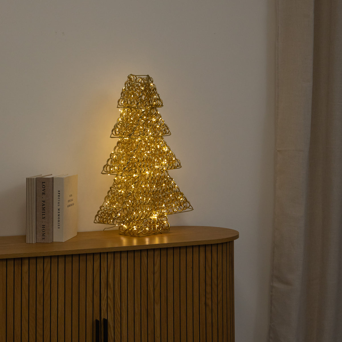 60cm Light up Gold Twirl Christmas Tree with 400 Warm White LEDs