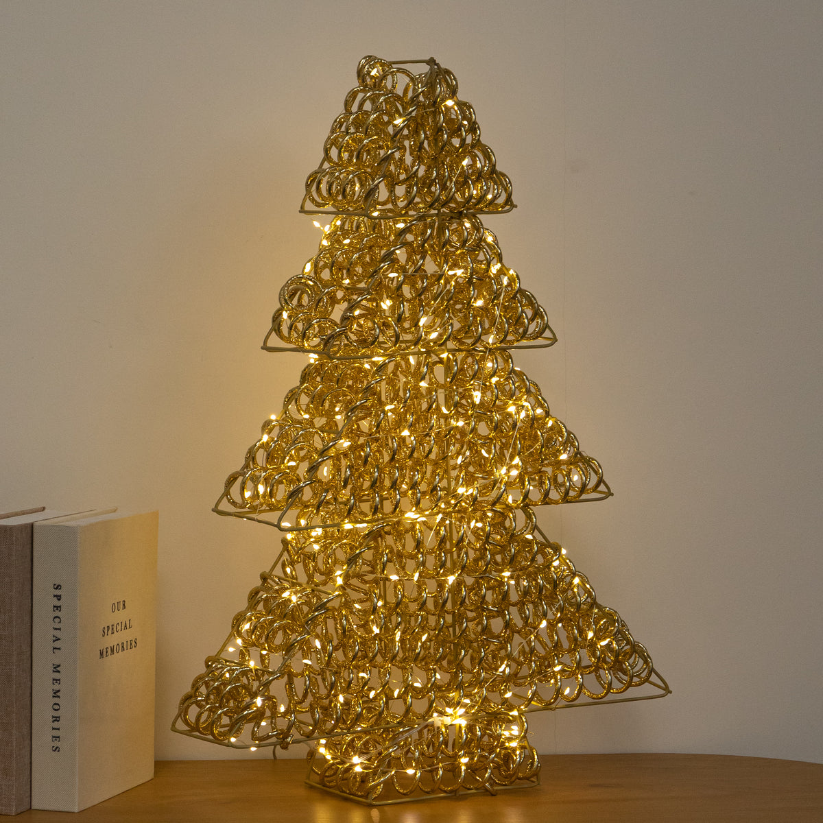 60cm Light up Gold Twirl Christmas Tree with 400 Warm White LEDs