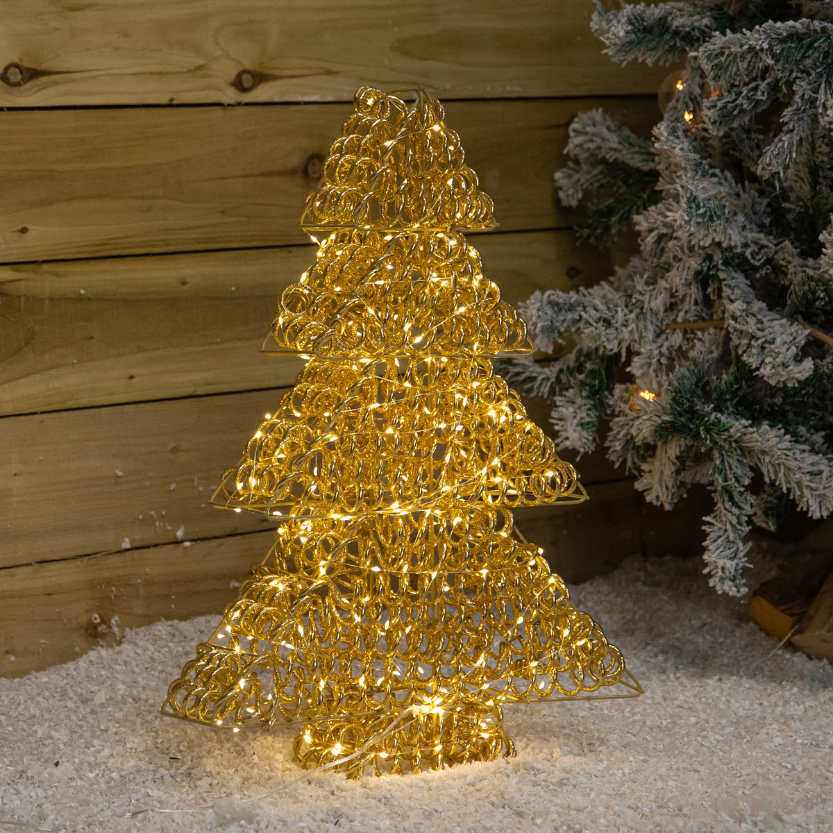 60cm Light up Gold Twirl Christmas Tree with 400 Warm White LEDs