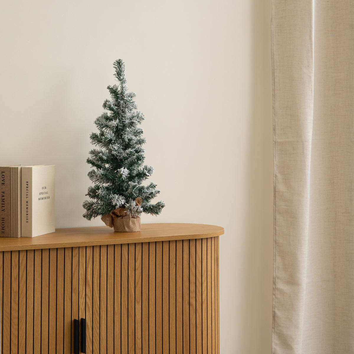 60cm Snowy Mini Fir Christmas Tree with Jute Bag Stand