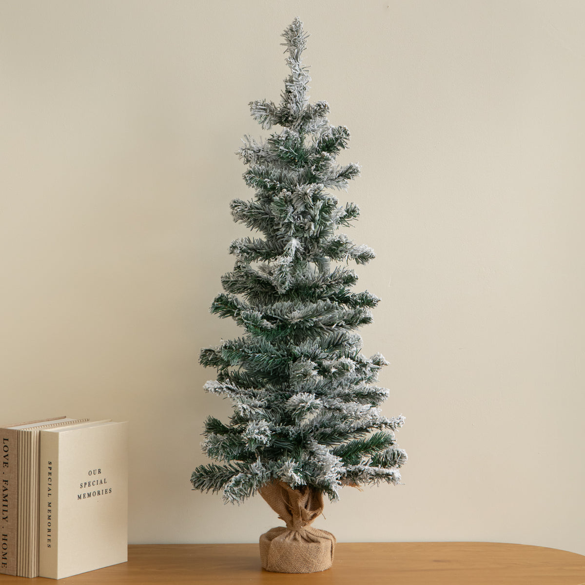 90cm Snowy Fir Christmas Tree with Jute Bag Stand