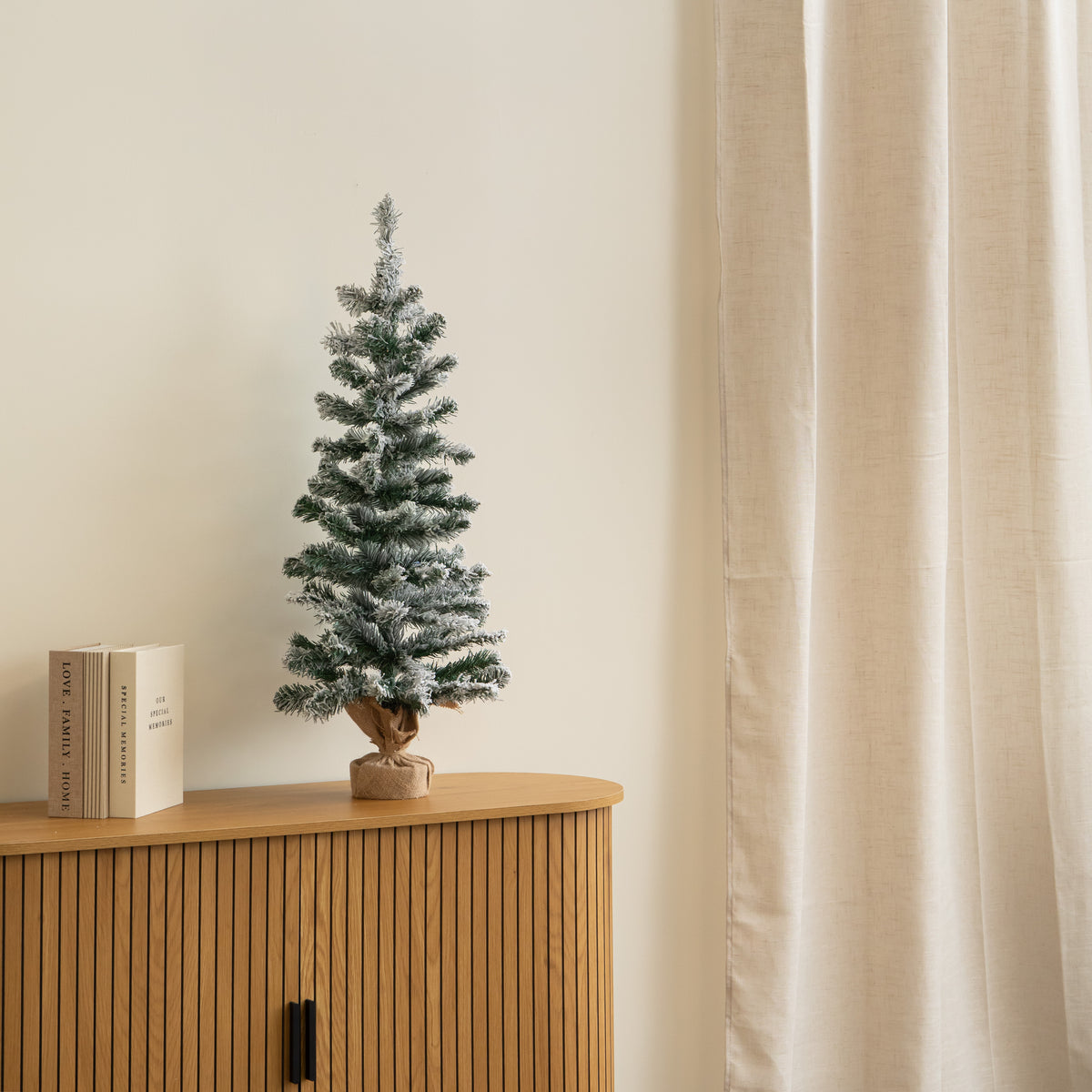 90cm Snowy Fir Christmas Tree with Jute Bag Stand