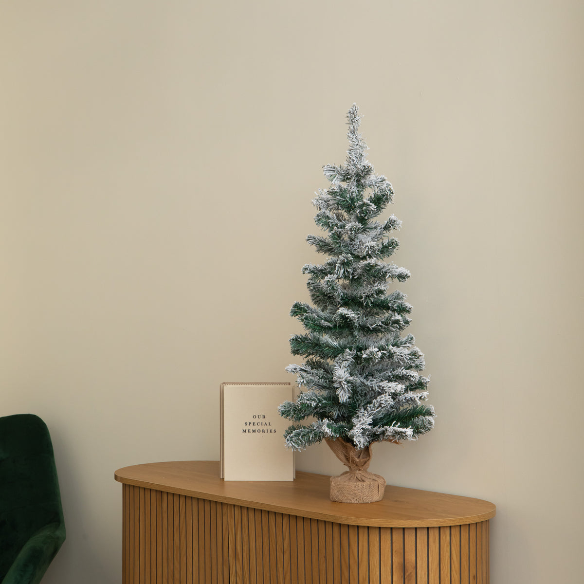 90cm Snowy Fir Christmas Tree with Jute Bag Stand