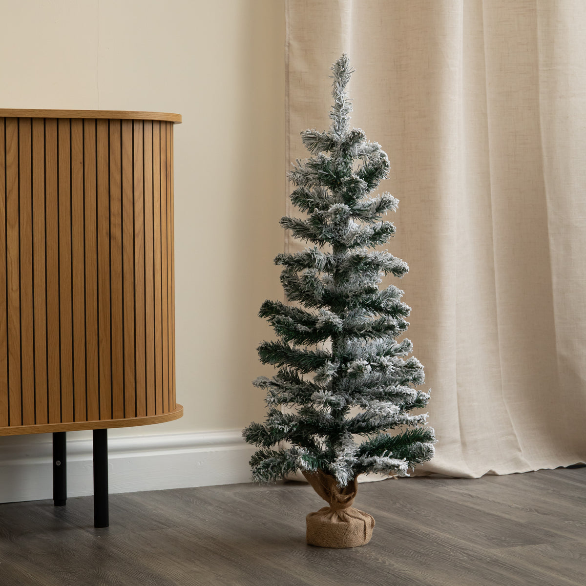 90cm Snowy Fir Christmas Tree with Jute Bag Stand