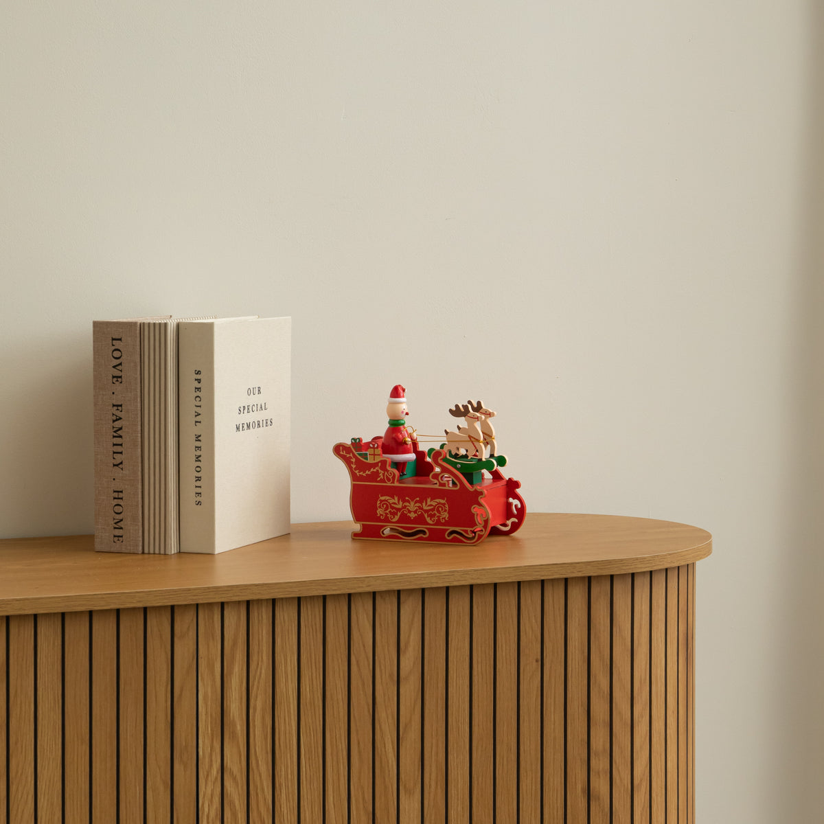 17cm Musical Santa Sleigh with Moving Reindeer