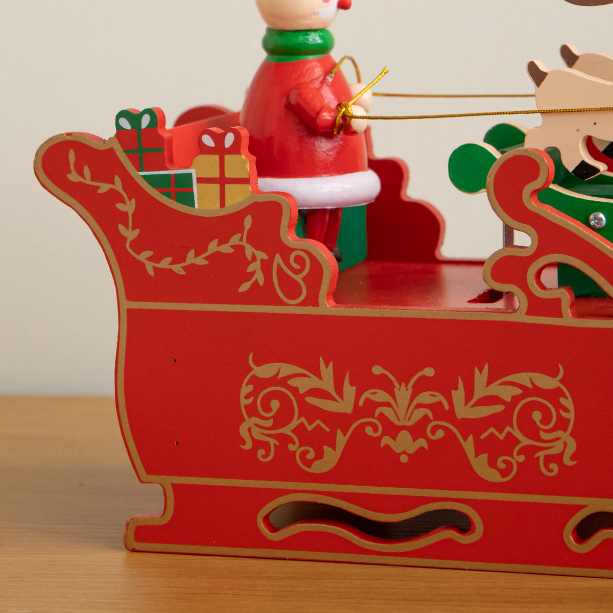 17cm Musical Santa Sleigh with Moving Reindeer