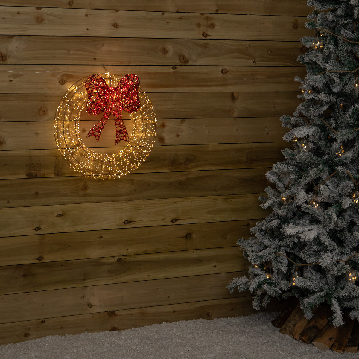 60cm Light Up Christmas Wreath with 2000 Warm White & Red LEDs