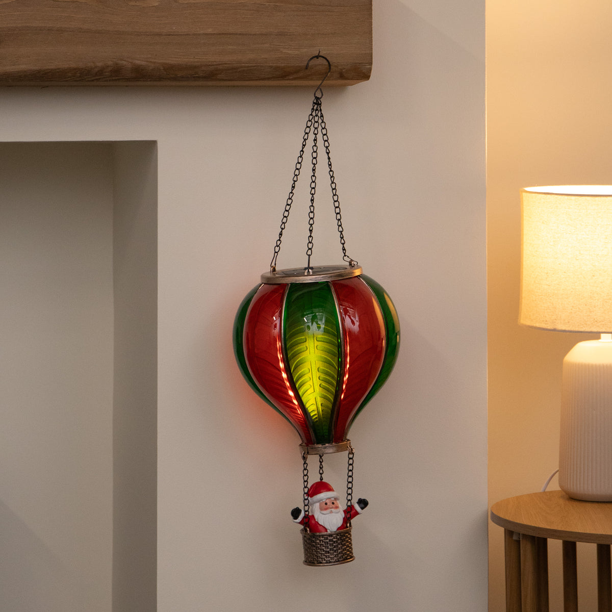 62cm Santa Light Up Hot Air Balloon Hanging Christmas Decoration
