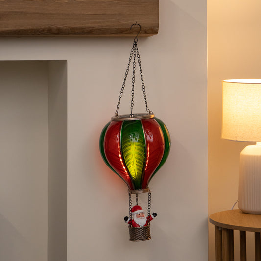 62cm Santa Light Up Hot Air Balloon Hanging Christmas Decoration