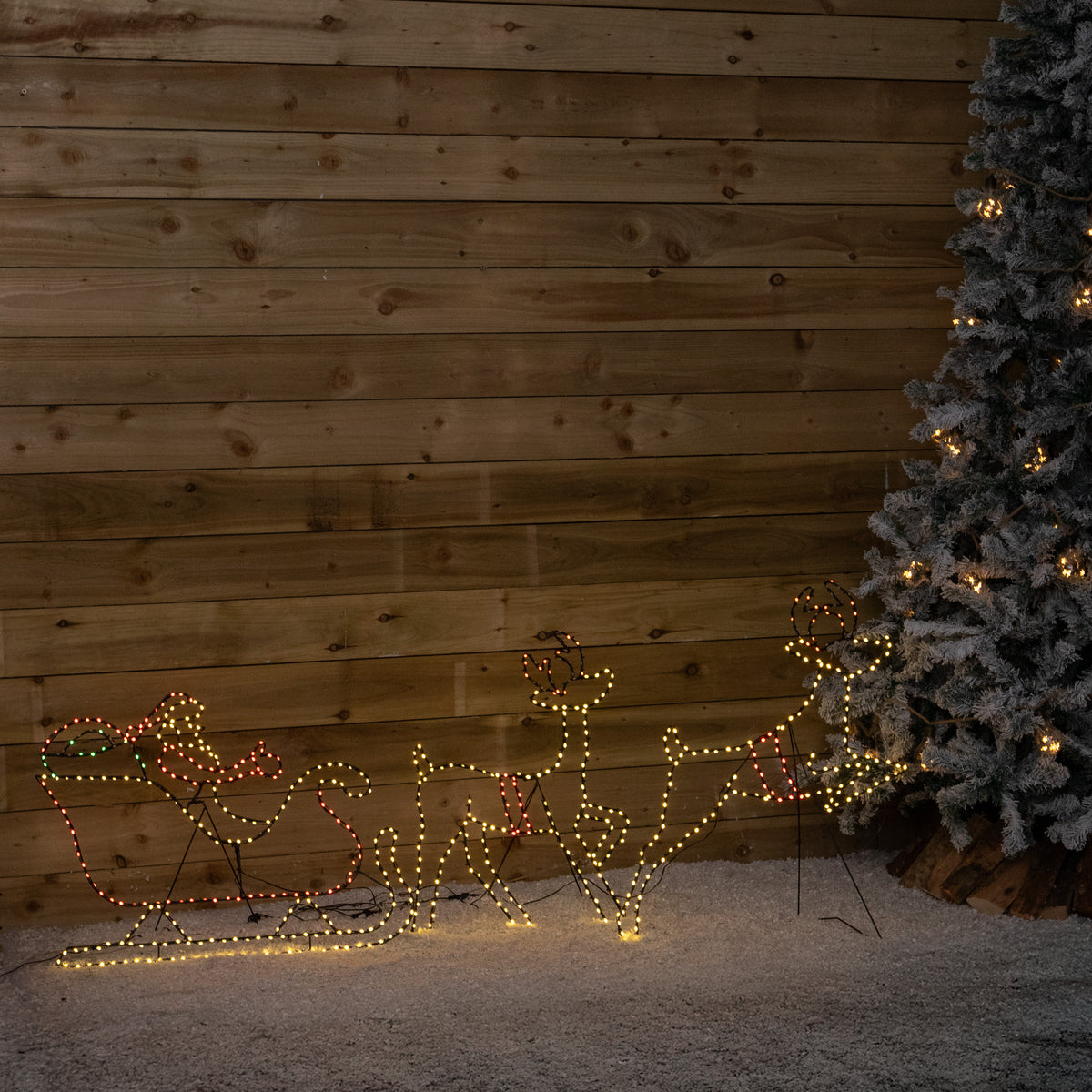 Santa’s Sleigh & Reindeer Light Up Christmas Silhouette with 662 LEDs