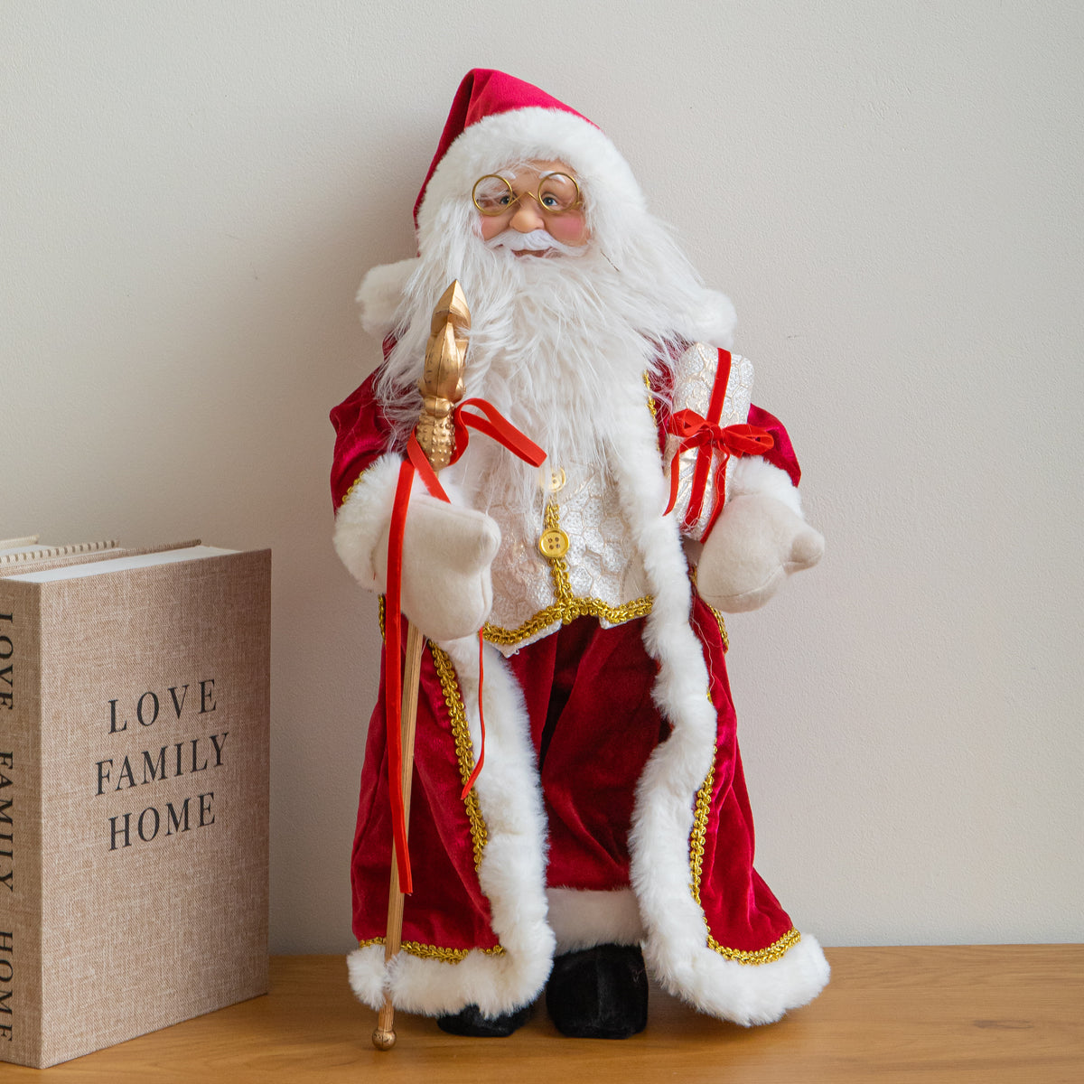 45cm Ruby Regal Standing Santa Christmas Decoration 