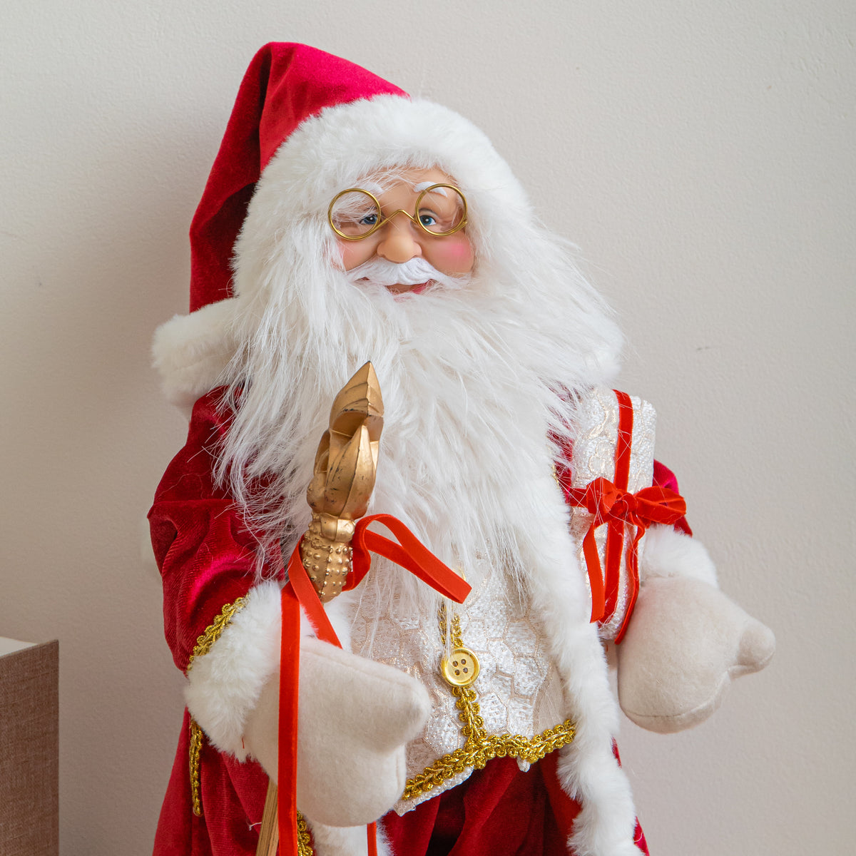 45cm Ruby Regal Standing Santa Christmas Decoration 