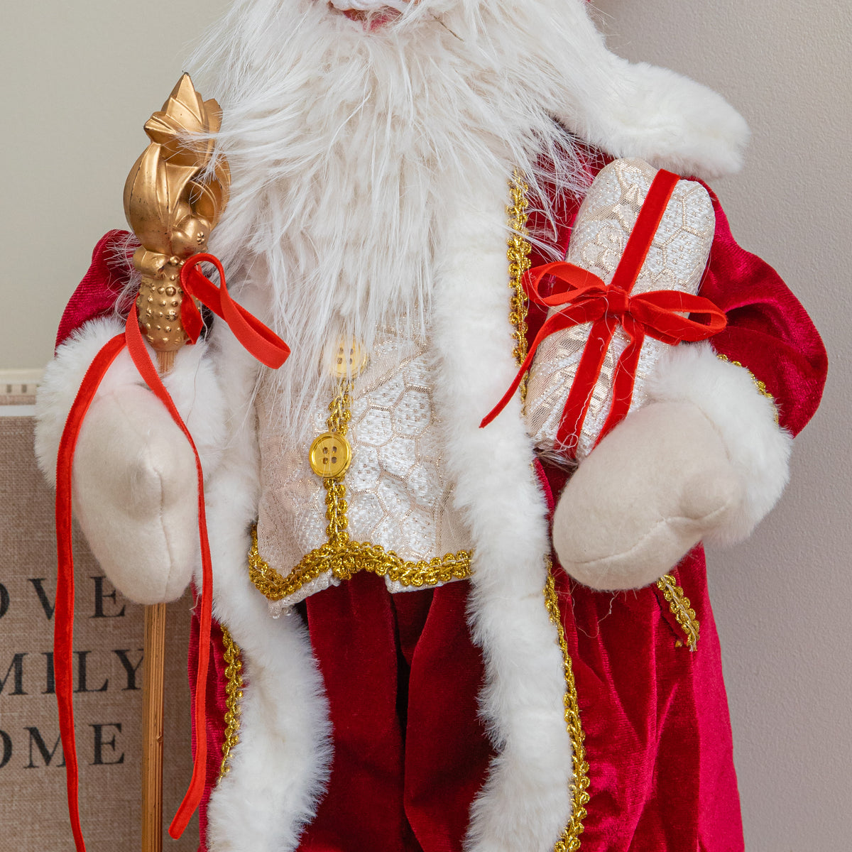 45cm Ruby Regal Standing Santa Christmas Decoration 