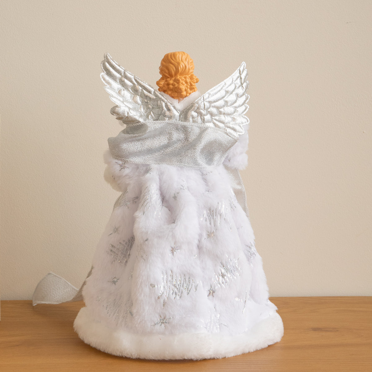 30cm Traditional Christmas Angel Tree Topper Decoration in Silver