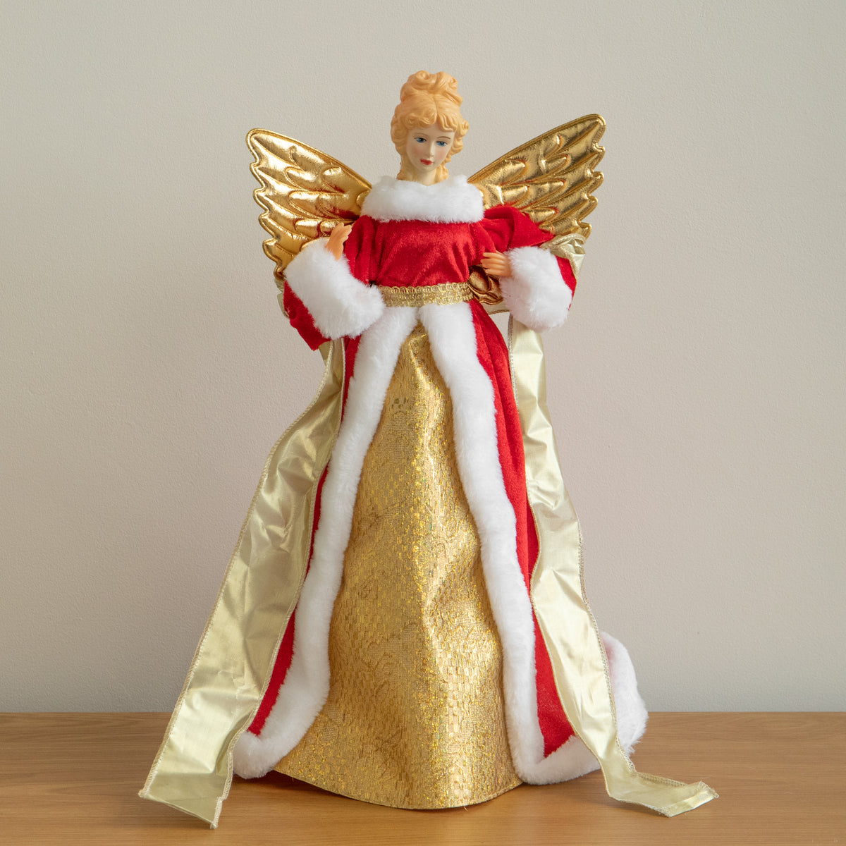 45cm Traditional Christmas Angel Tree Topper Decoration in Red