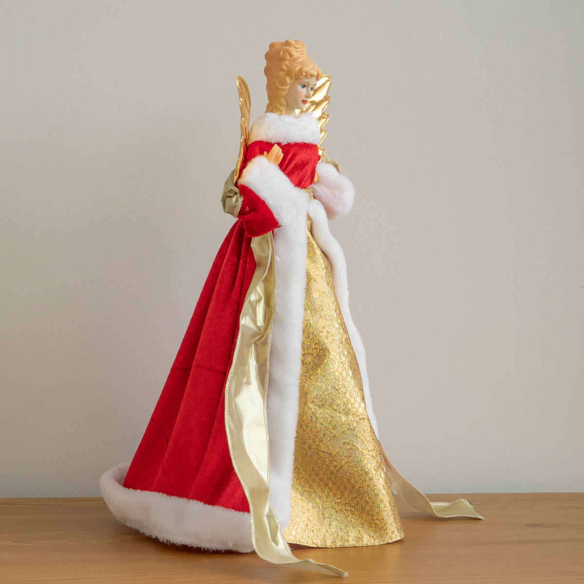 45cm Traditional Christmas Angel Tree Topper Decoration in Red