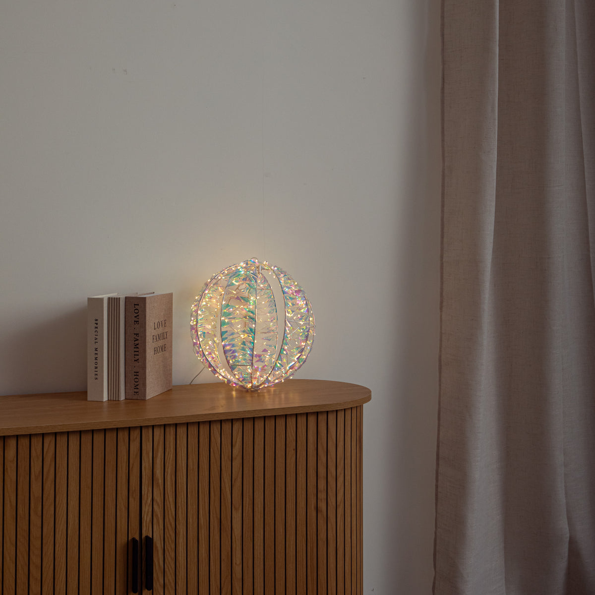30cm Light up Iridescent Christmas Globe Light with Warm White LEDs