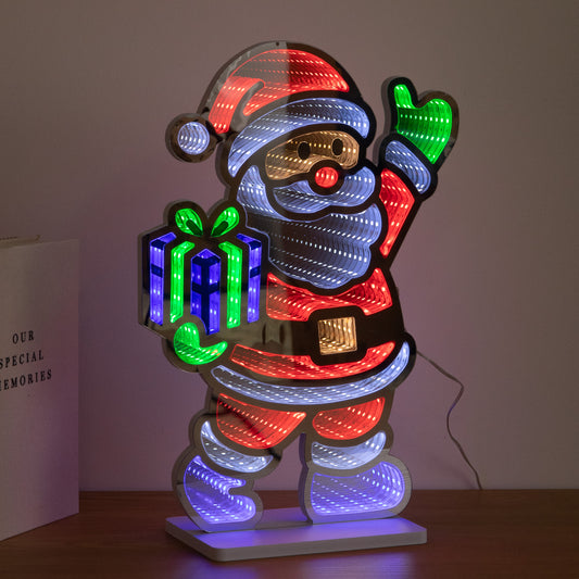 40cm Santa Infinity Mirror Light Christmas Decoration with LEDs