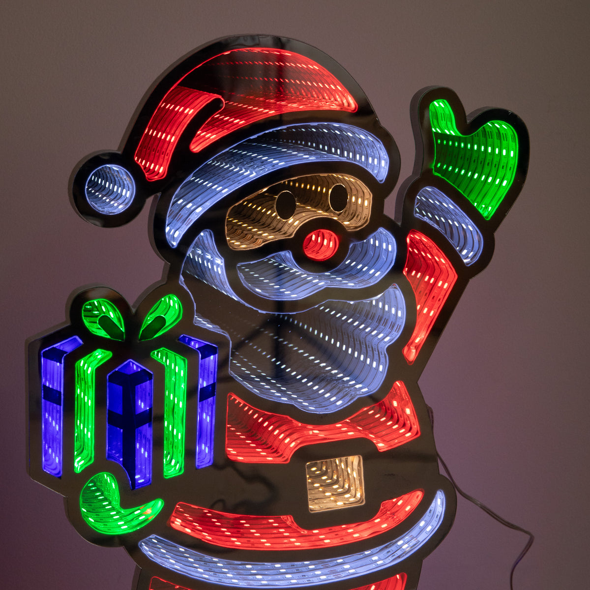 40cm Santa Infinity Mirror Light Christmas Decoration with LEDs