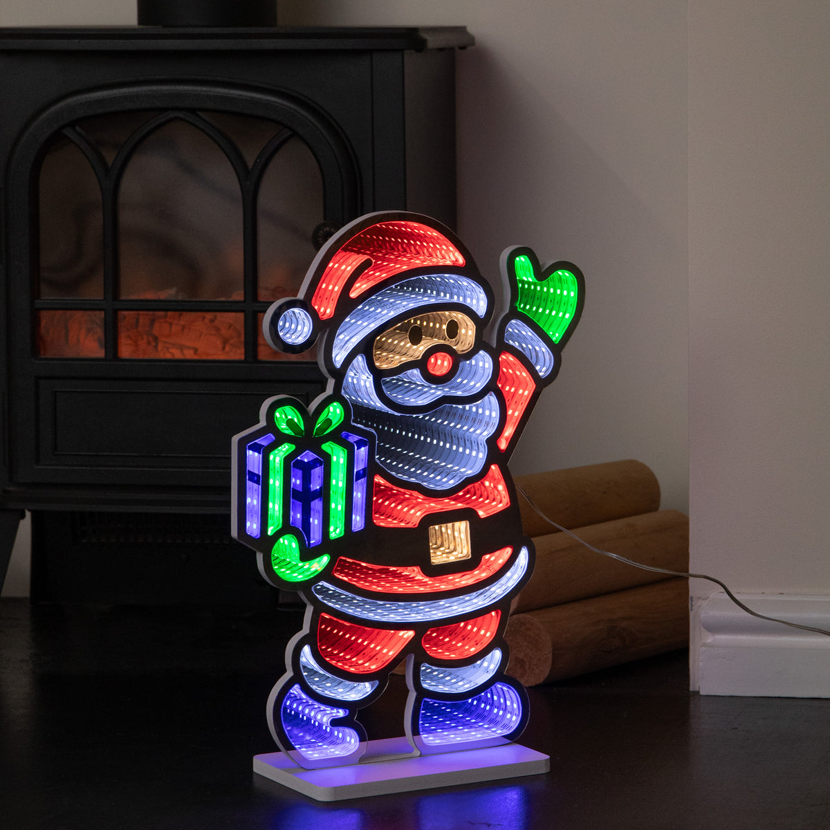 40cm Santa Infinity Mirror Light Christmas Decoration with LEDs