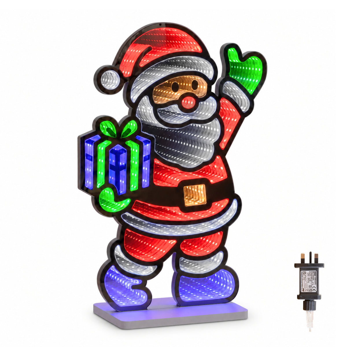 40cm Santa Infinity Mirror Light Christmas Decoration with LEDs