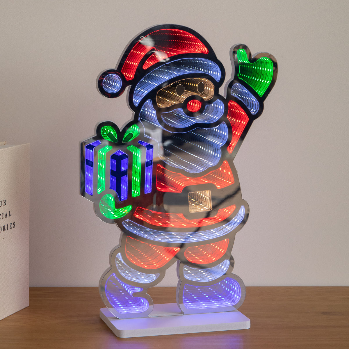40cm Santa Infinity Mirror Light Christmas Decoration with LEDs