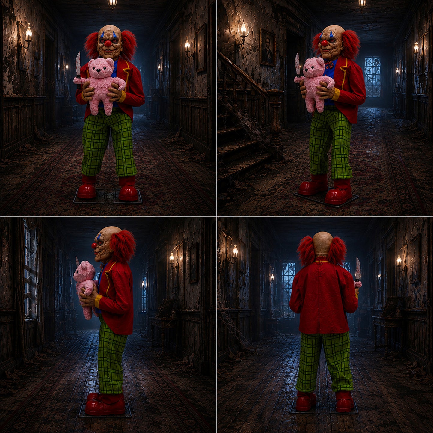 4ft Tall Lunging Animated Clown Halloween Animatronic Decoration