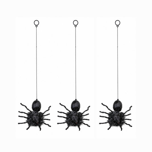 3 Pack of 2ft Battery Operated Ash Dropping Dangling Halloween Spider Animatronic Decoration
