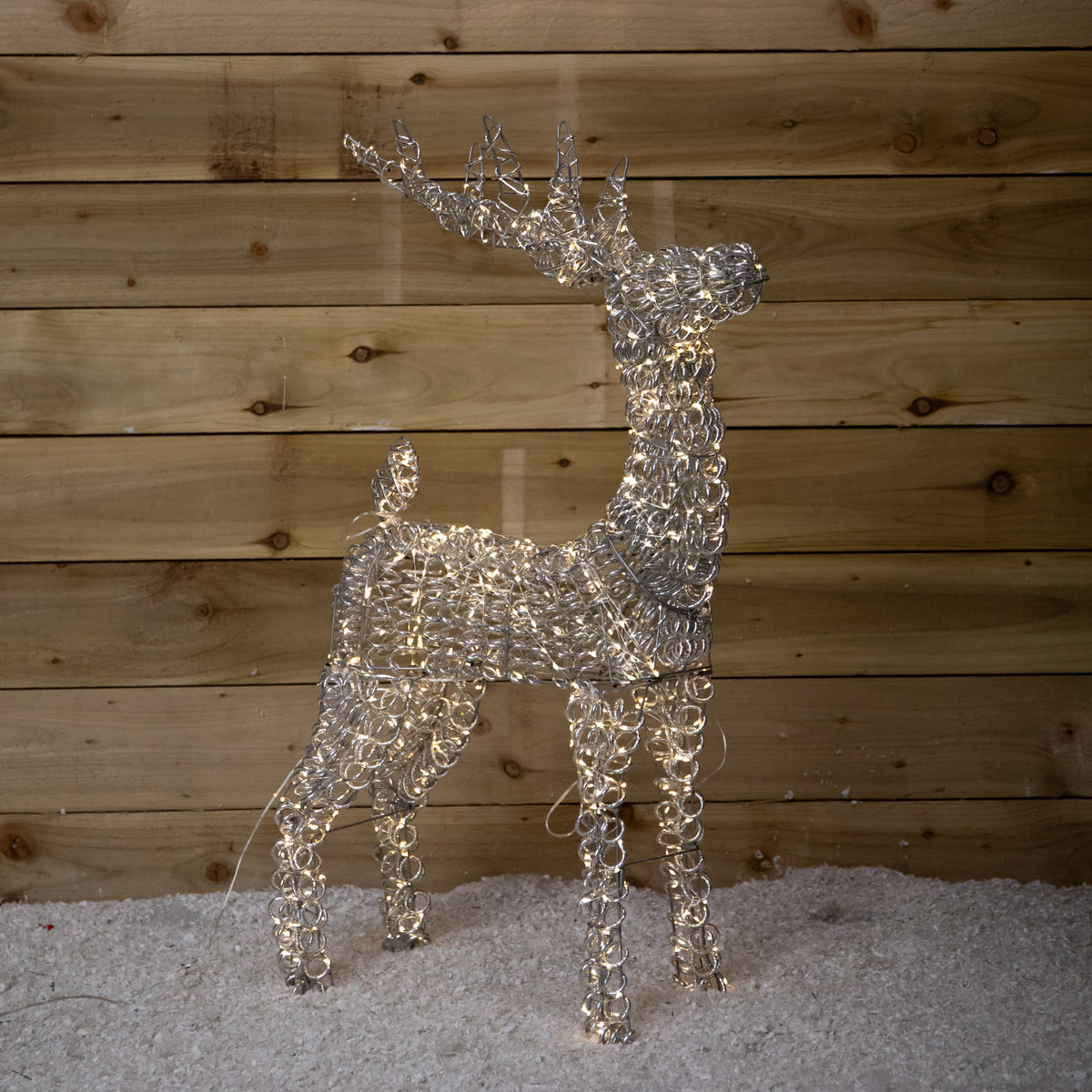 80cm Light up Silver Spiral Twirl Christmas Reindeer with Warm White LEDs