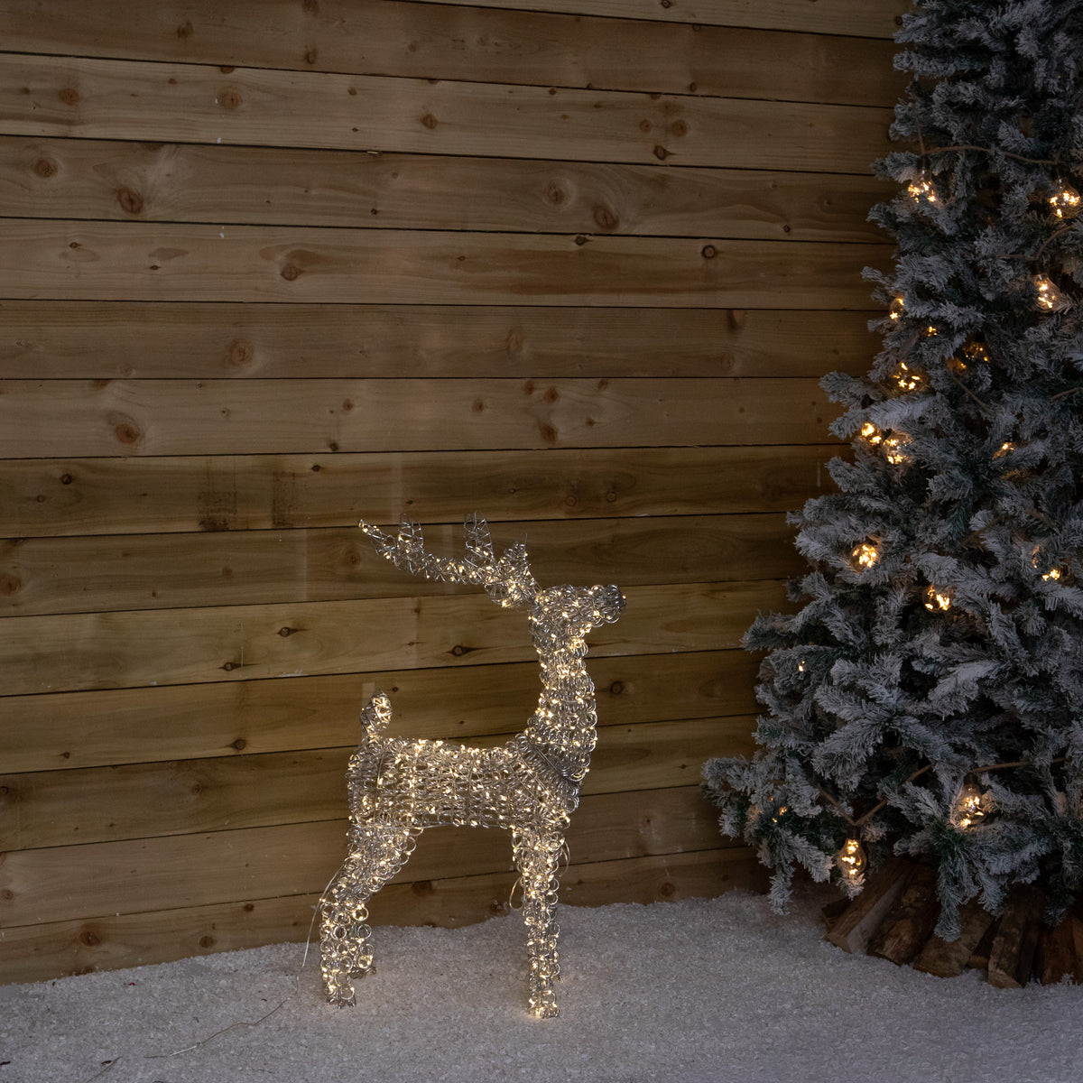80cm Light up Silver Spiral Twirl Christmas Reindeer with Warm White LEDs