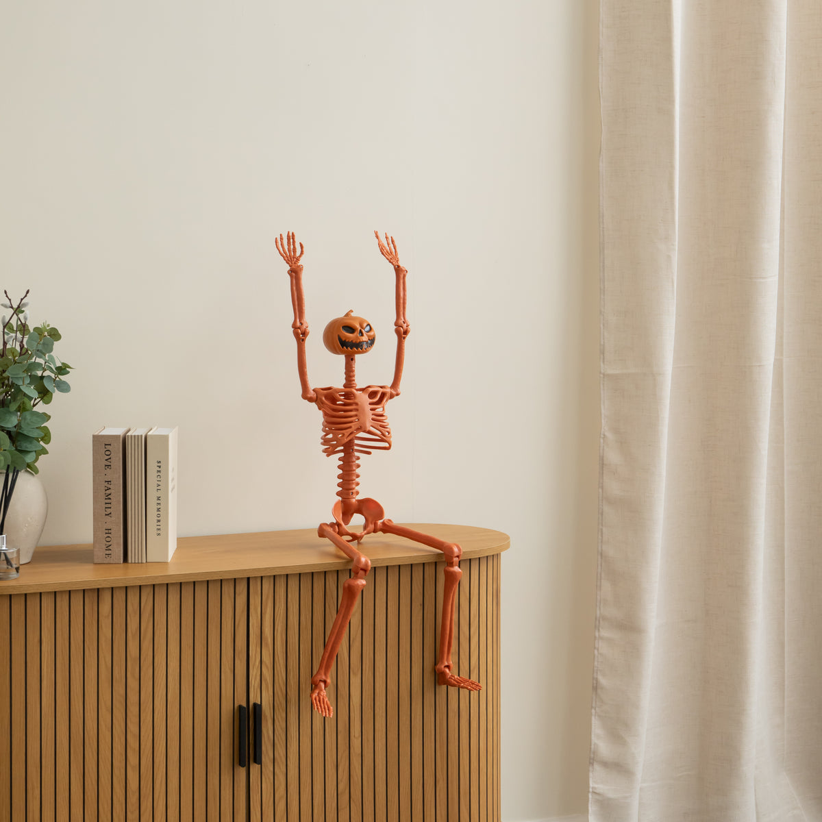 90cm Poseable Pumpkin Skeleton Hanging Halloween Decoration