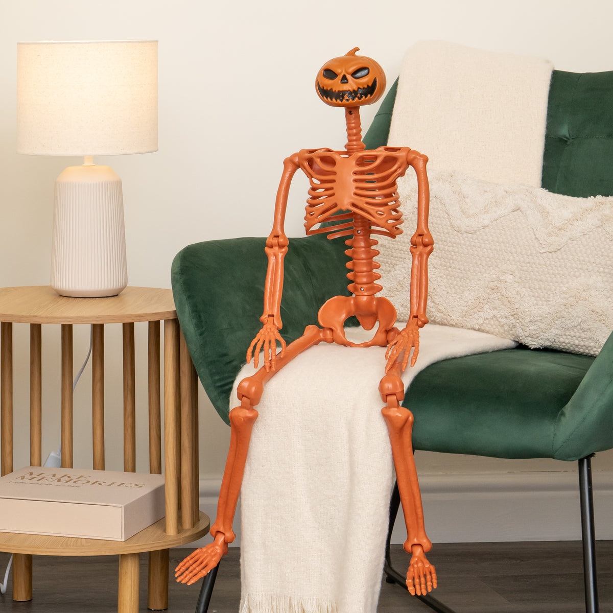 90cm Poseable Pumpkin Skeleton Hanging Halloween Decoration