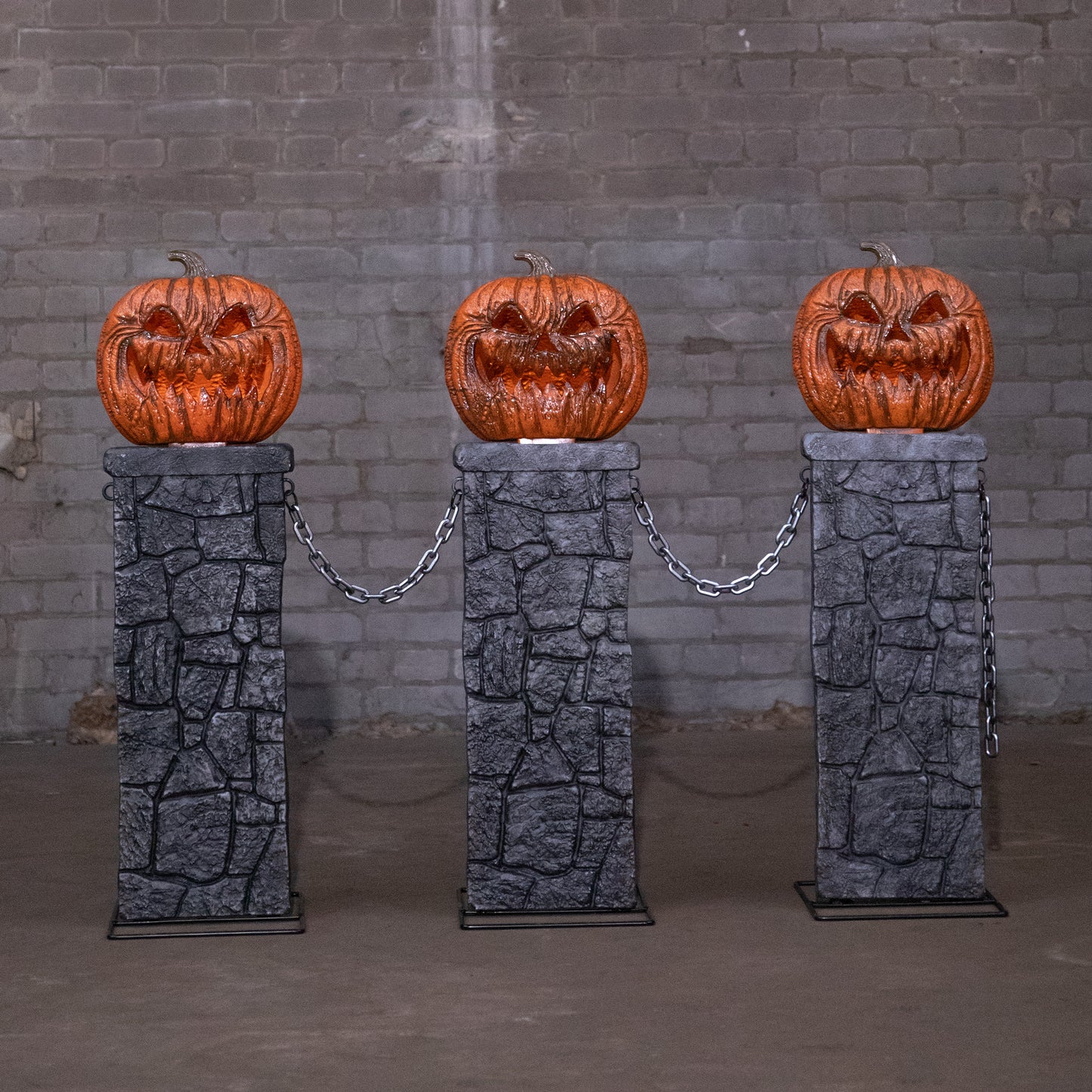 97cm x 1.2m Battery Powered Light up Halloween Pumpkin Fence with LEDs