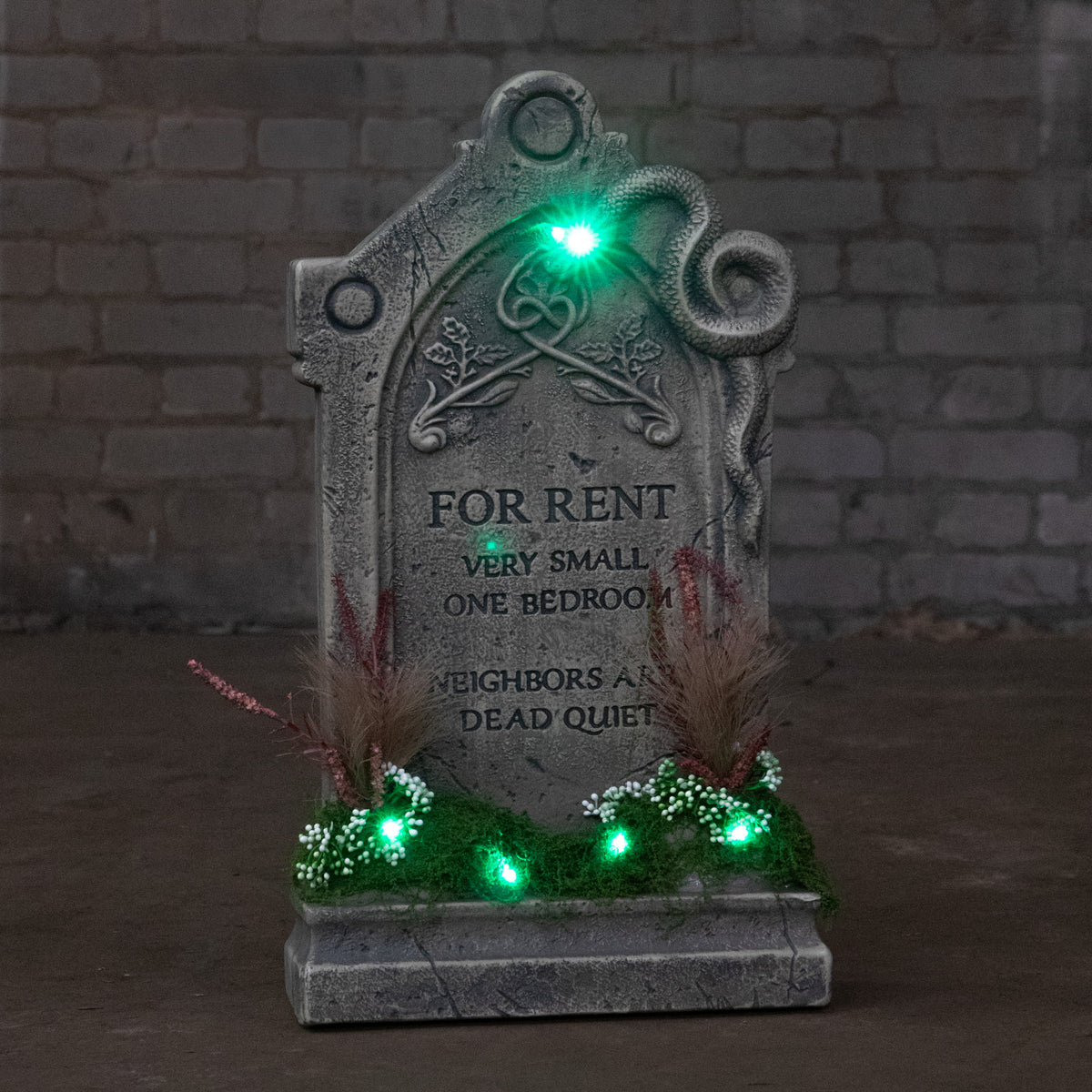 60cm (2ft) "For Rent" Halloween Graveyard Tombstone with LED Lights