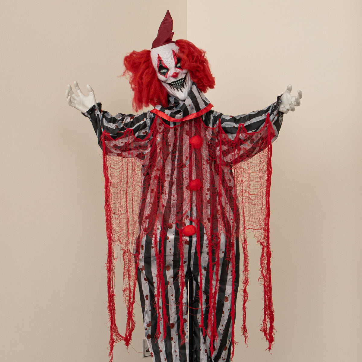 1.8m Animated Evil Clown Sound Activated Halloween Decoration with LEDs