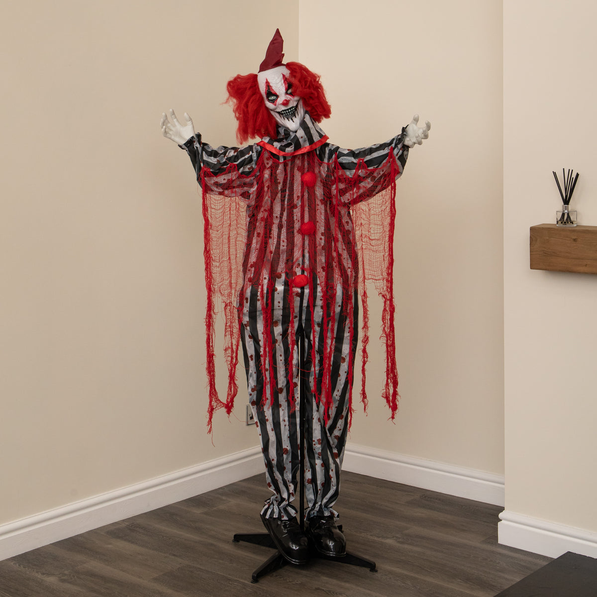 1.8m Animated Evil Clown Sound Activated Halloween Decoration with LEDs