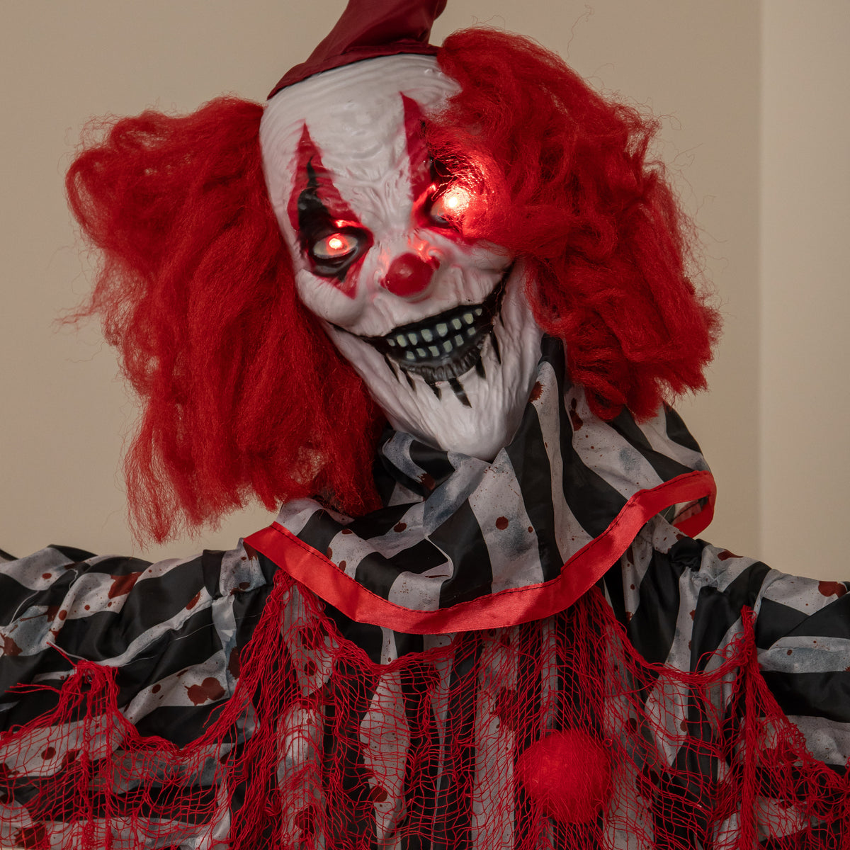 1.8m Animated Evil Clown Sound Activated Halloween Decoration with LEDs
