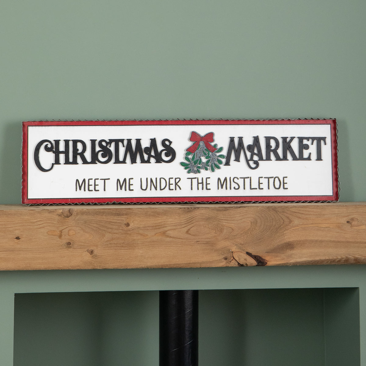 82cm Black and White Wooden Christmas Market Hanging Sign