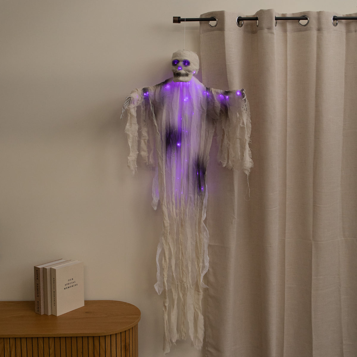 1.47m Light Up Hanging Halloween Mummy with Purple LEDs