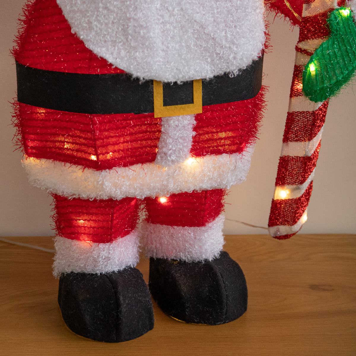 65cm Light Up Santa Claus with Candy Cane & 64 Warm White LEDs